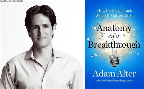 Author Picture and book cover for Anatomy of a Breakthrough by Adam Alter